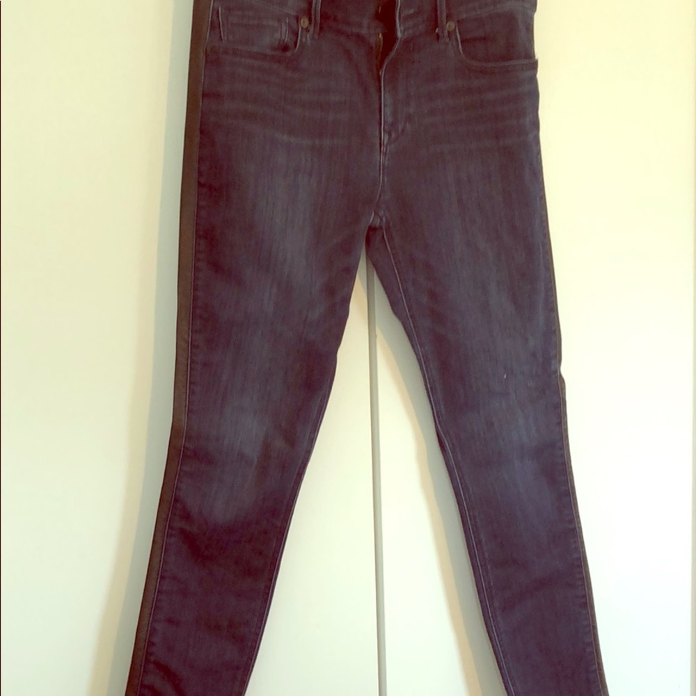 Express Denim leggings with leather piping